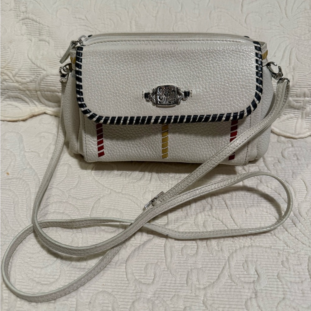 Brighton Off White Crossbody Bag with Yellow and Red Accents